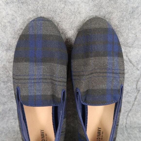 Old Navy Shoes Womens 9 Flats Loafer Slip On Plaid Casual Career Blue Grey Style - Picture 7 of 13